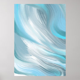 Blue and White Composition Abstract Poster