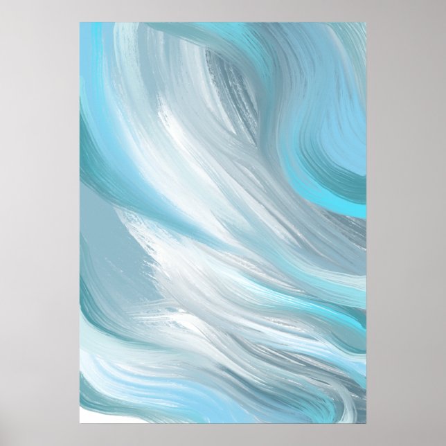 Blue and White Composition Abstract Poster (Vorne)