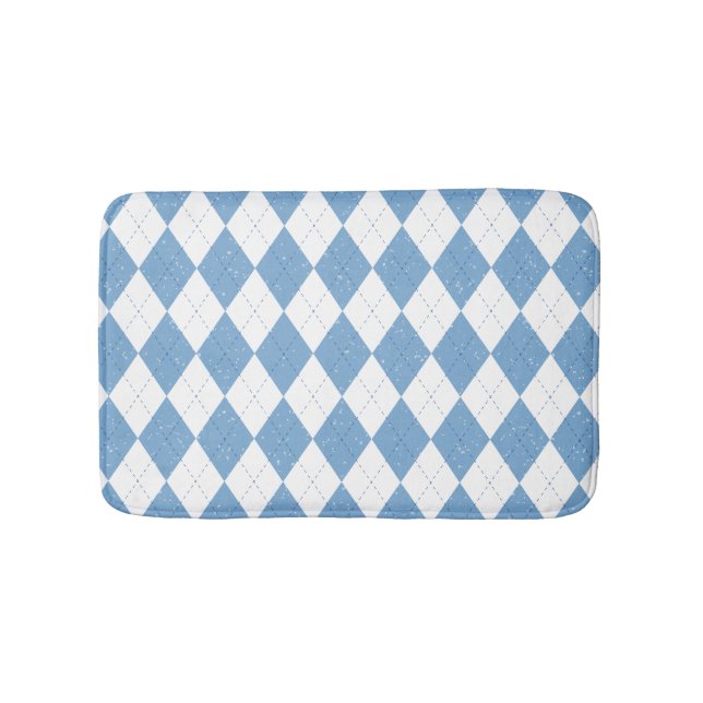 Blue and White Diamond Geometric Pattern Badematte (Vorderseite)