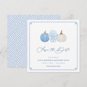 Blue and White Fall Chinoiserie Pumpkins Hochzeit Save The Date