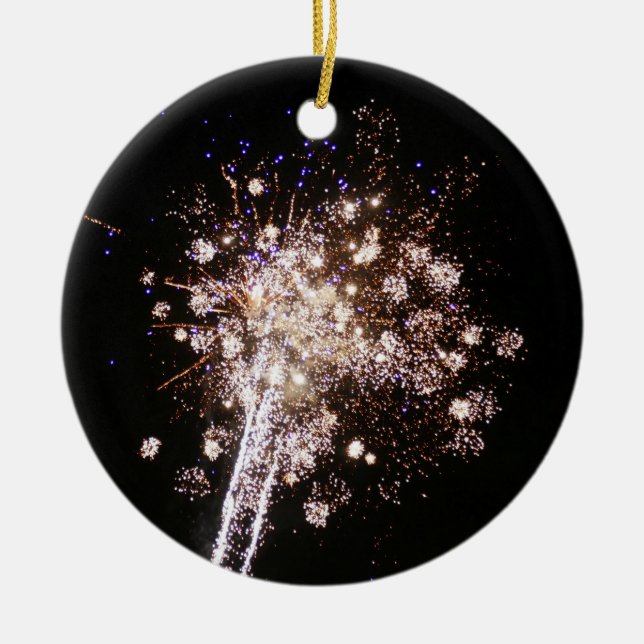 Blue and White Fireworks Keramik Ornament (Vorne)