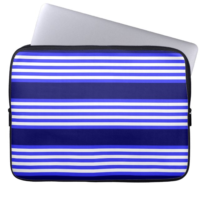 Blue and white five stripes pattern laptopschutzhülle (Vorderseite)