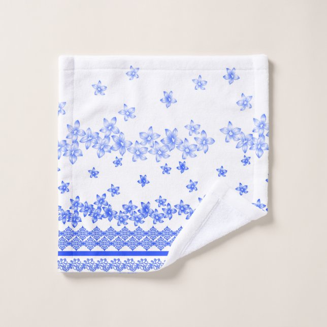 Blue and White floral design, Waschlappen (Waschlappen)