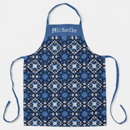 Blue and White Floral Pattern Personalized Schürze
