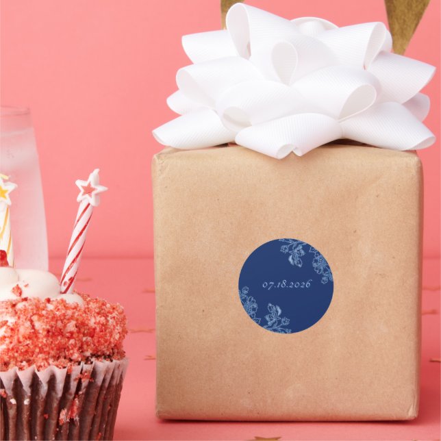 Blue and White Floral Stickers (Party)