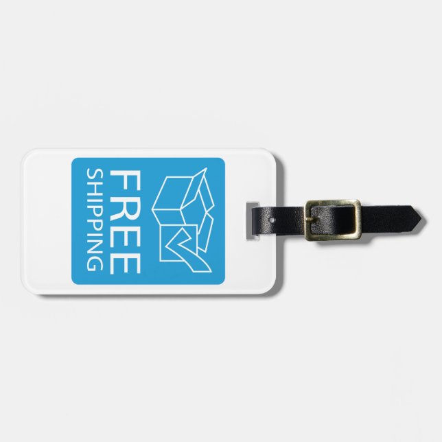 Blue and White Free Shipping Icon Gepäckanhänger (Vorderseite horizontal)