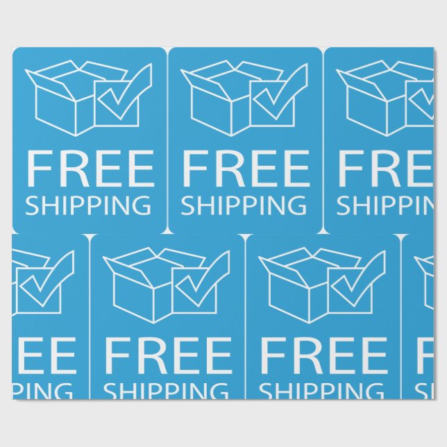 Blue and White Free Shipping Icon Geschenkpapier (Flach)