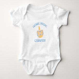 Blue and White "Future Dreidel Champion" Hanukkah Baby Strampler