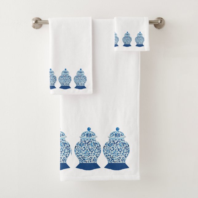 Blue and White Ginger Jar Badhandtuch Set (Insitu)
