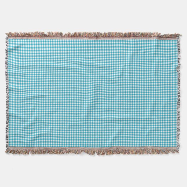 Blue and white gingham patterned blanket  decke (Vorderseite)
