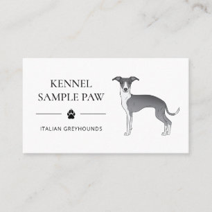 Blue and White Italian Greyhound - Dog Kennel Visitenkarte