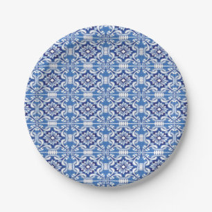 Blue and White Italian tile Plate Pappteller