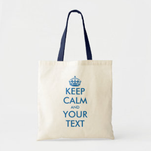 Blue and white Keep Calm tote bag Customizable