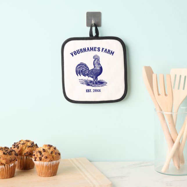 Blue and White Leghorn Rooster Topflappen (Insitu (Hängend))