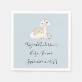 Blue and White Llama Baby Boy Dusche Serviette