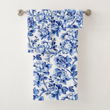 Blue and White Magnolias Toile de Jouy