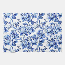 Blue and White Magnolias Toile de Jouy
