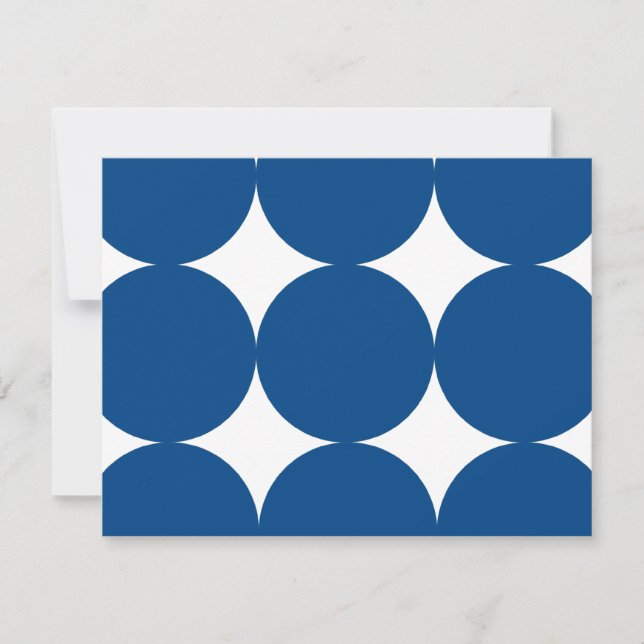 Blue and White Modern Polka Dots Wedding RSVP Card (Vorderseite)