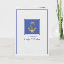 Blue and White Nautical Themed Wedding Invitation