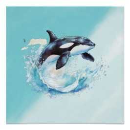 Blue and White Ocean Beach Nautical Poster