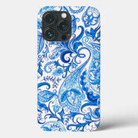 Blue and White Paisley