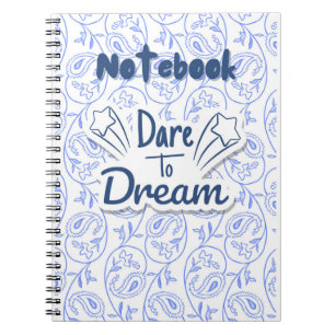 Blue and White Paisley Dreamy Motivierend Notizblock