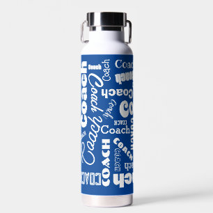 Blue and White Personalisiert Coach Geschenk Name Trinkflasche