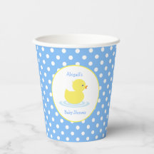 Blue and White Polka Dot Yellow Duck Baby Duck
