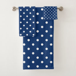 Blue and White Polka Dots Badhandtuch Set