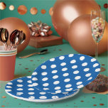 Blue And White Polka Dots  Pappteller<br><div class="desc">A Blue And White Polka Dotted Paper Plate For Boy's Baby Shower Or Birthday</div>