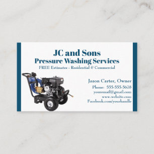 Blue and White Pressure Washing Company Visitenkarte