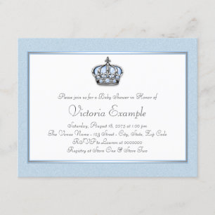 Blue and White Prince Baby Dusche Einladung