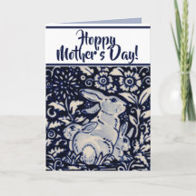 Blue and White Rabbit Baby Bunny Mother Day