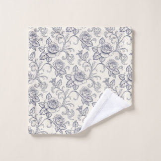 Blue and white roses flower country waschlappen