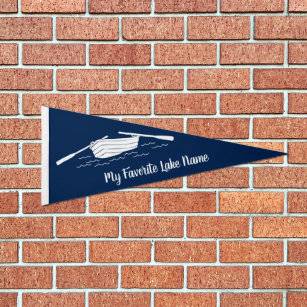 Blue and White Rowboat Personalisiert Souvenir Wimpel Flagge