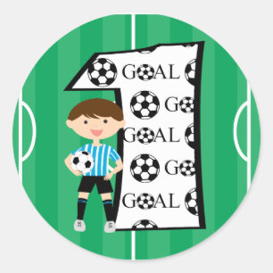 Blue and White Soccer Goal Sticker zum 1. Geburtst