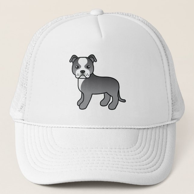 Blue and White Staffordshire Bull Terrier Dog Truckerkappe (Vorderseite)