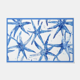 Blue and White Starfish Doormat Fußmatte