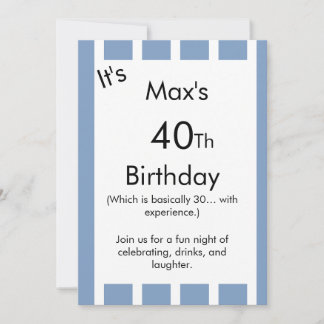Blue and White Striped Birthday Invitation – Einladung