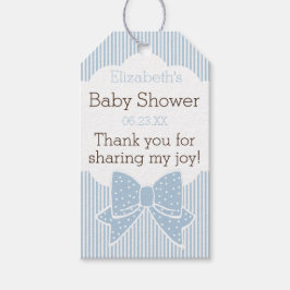 Blue and White Stripes Babydusche Vielen Dank Geschenkanhänger