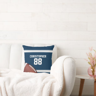 Blue and White Stripes Jersey Football Kissen