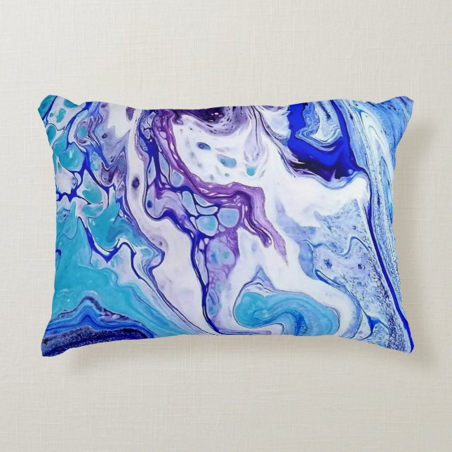 Blue and White Swirls Cushion – Unique Design Dekokissen (Vorderseite)