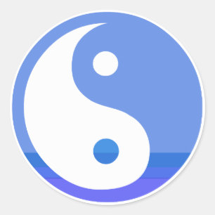 Blue and White Taijitu Yin Yang Symbol Runder Aufkleber