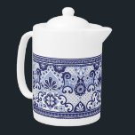 Blue and White Talavera Mexican Folk Art Tasse Pap<br><div class="desc">Dieses Teekessel-Design zeichnet sich durch ein traditionelles,  blau-weiß mexikanisches Talavera-Muster aus.</div>