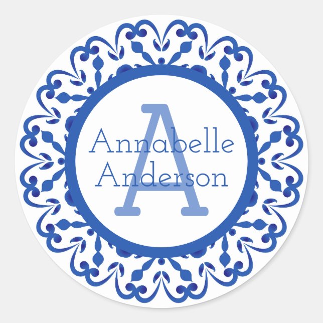 Blue and White Talavera Personalize Sticker (Vorderseite)