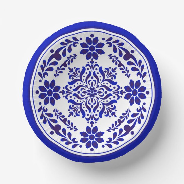 Blue and White Talavera Three Pappteller (Vorderseite)