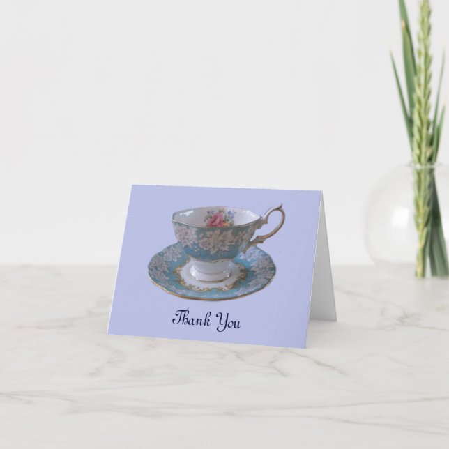Blue and White Teacup und Saucer Vielen Dank Dankeskarte (Vorderseite)
