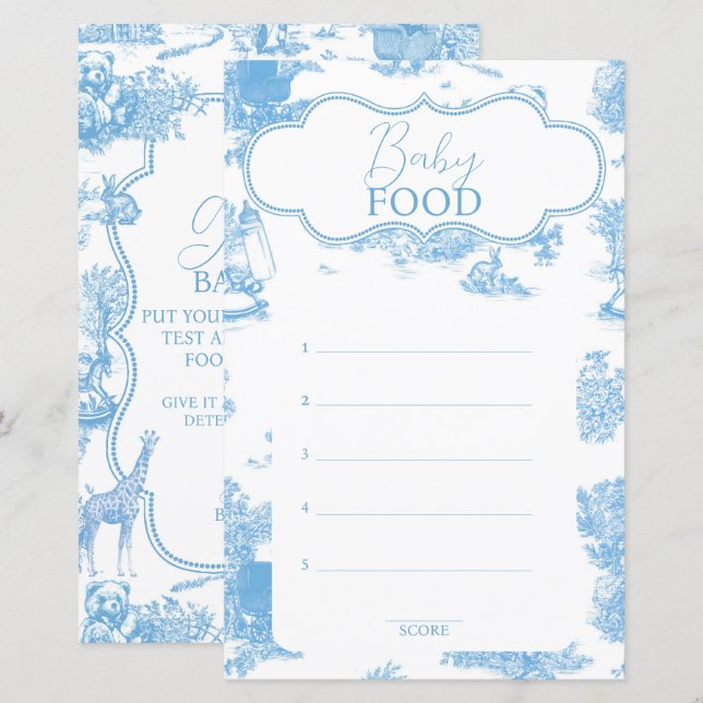 Blue and White Toile de Jouy Baby Dusche (Vorne/Hinten)