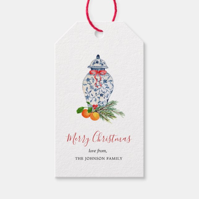 "Blue and White Urner Weihnachtsgeschenke Geschenkanhänger (Vorderseite)