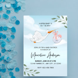 Blue and White Watercolor Baby Dusche Einladung